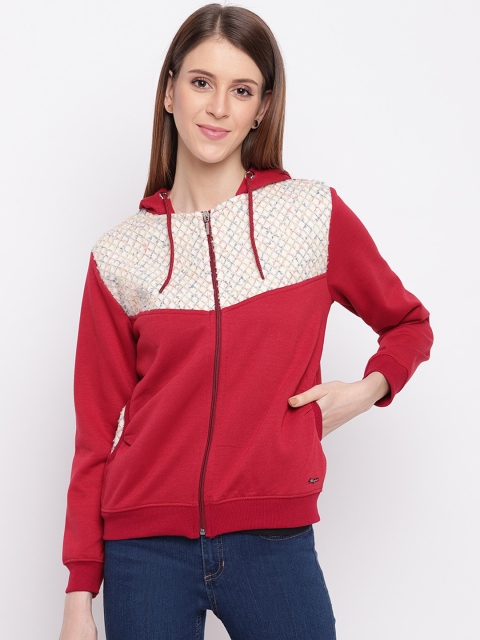 

Miss Grace Women Maroon Colourblocked Sweatshirt