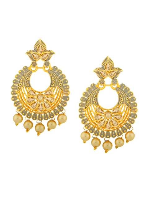 

Alamod Gold-Toned & Grey Contemporary Chandbalis