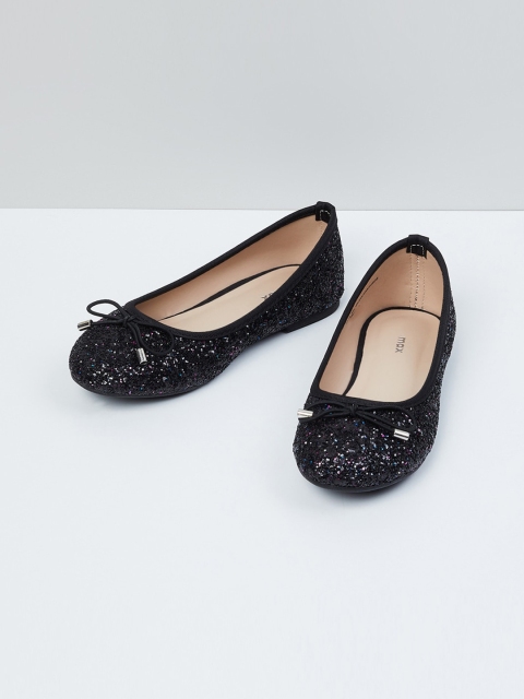 max Girls Black Embellished Ballerinas