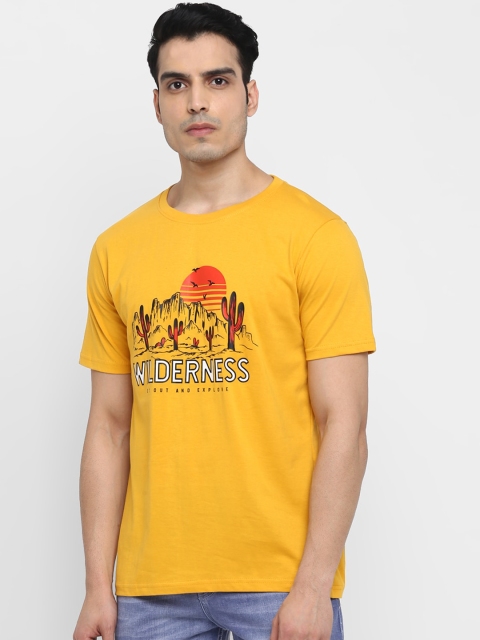 

Routeen Men Yellow Printed Round Neck T-shirt