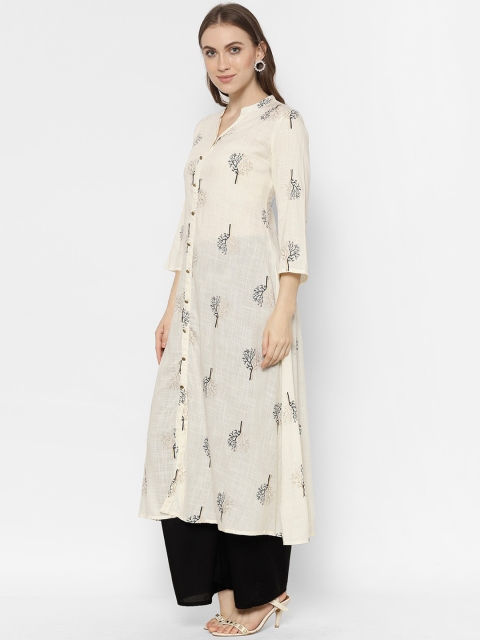 

Ramas Women Off-White Printed A-Line Cotton Kurta