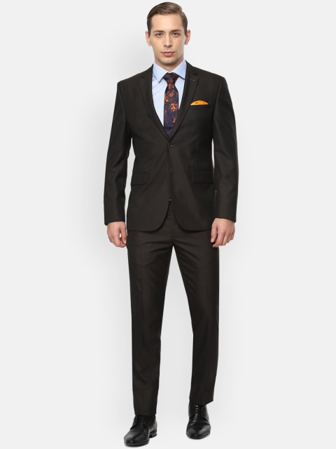 

Van Heusen Men Black Self-Design Slim-Fit Single-Breasted Formal Two Piece Suit
