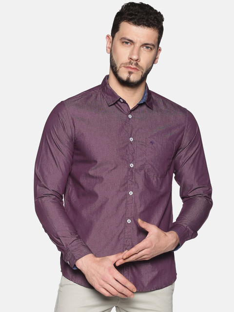 

Chennis Men Purple Slim Fit Solid Cotton Casual Shirt