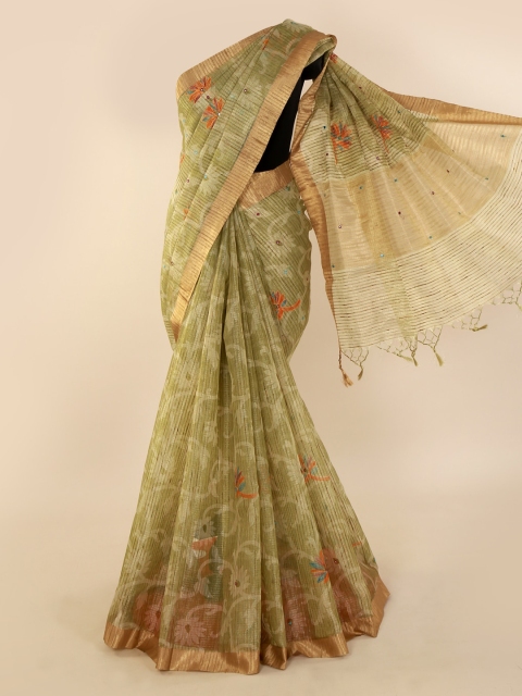 

Pothys Green Woven Design Tissue Saree