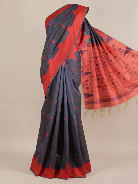 

Pothys Navy Blue Woven Design Jute Silk Saree with Jhalar Pallu