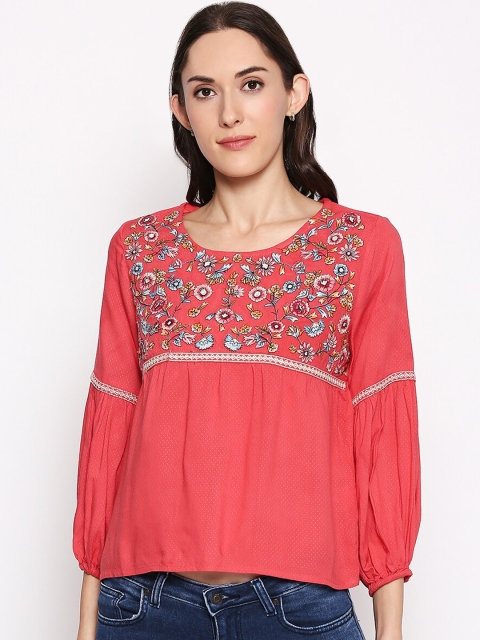 

People Women Pink Embellished A-Line Top