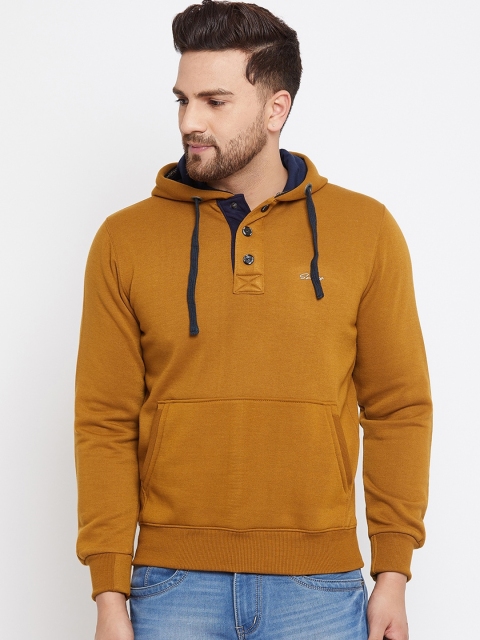 

Spirit Men Mustard Yellow Solid Hooded Sweatshirt
