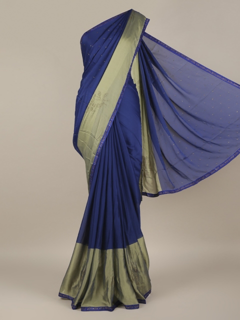 

Pothys Navy Blue Solid Poly Chiffon Saree