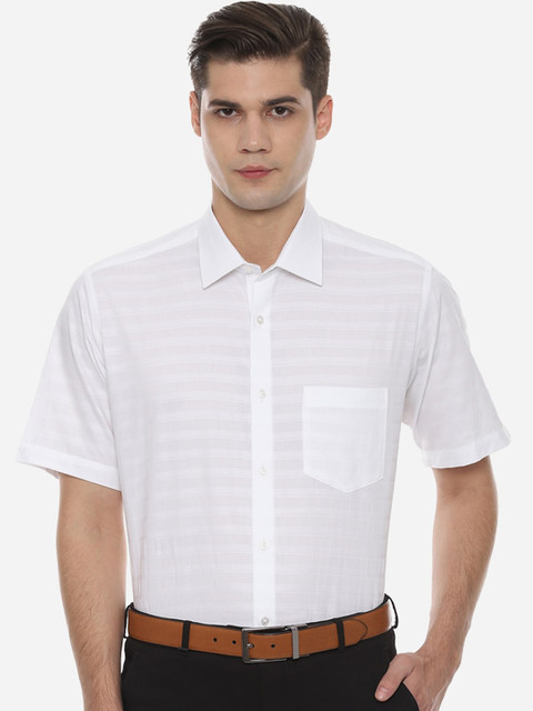 

Van Heusen Men White Regular Fit Striped Cotton Formal Shirt
