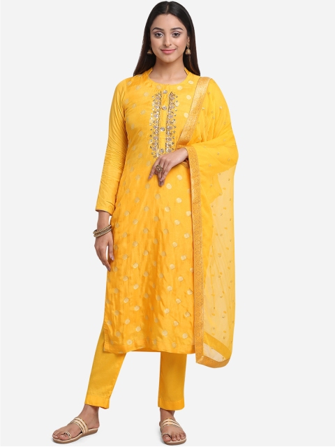 BOMBAY SELECTIONS Women Yellow Unstitched Dress Material