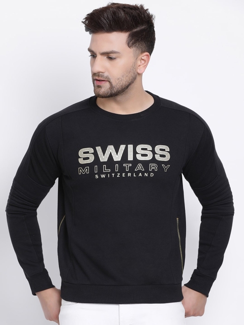 

SWISS MILITARY Men Black & Grey Printed Sweatshirt