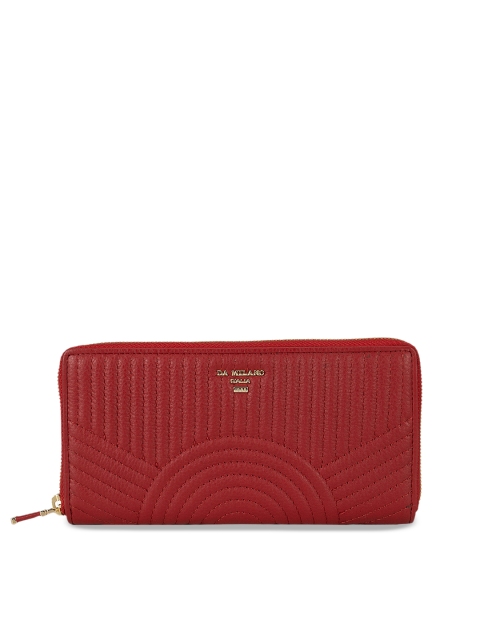 

Da Milano Women Red Textured Leather Zip Around Wallet