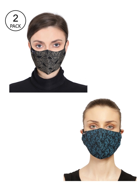 

Anekaant Unisex Pack Of 2 Paisley Pritned 3-Layer Outdoor Face Masks, Blue