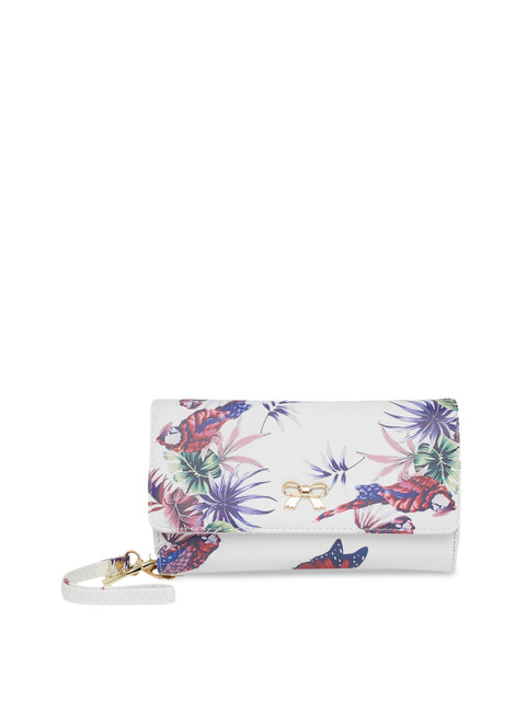 

Globus Women White & Lavender Floral Printed Zip Around Wallet