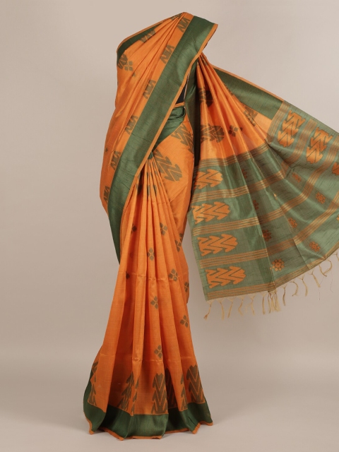 

Pothys Mustard Printed Jute Silk Saree