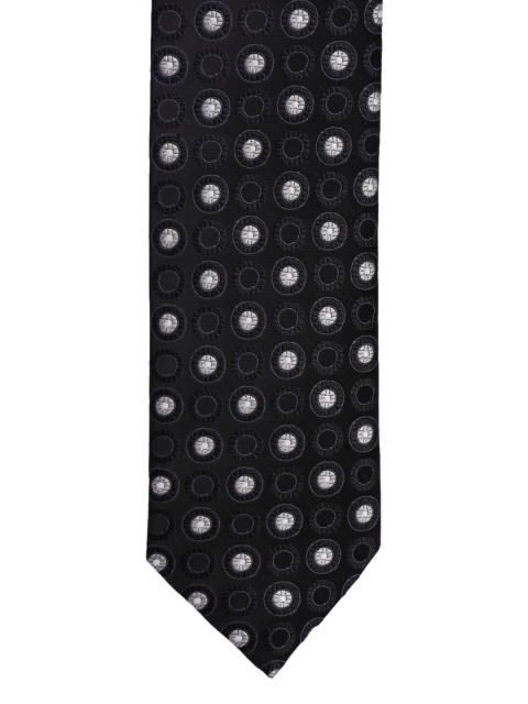 BuckleUp Men Black & White Woven Design Broad Tie