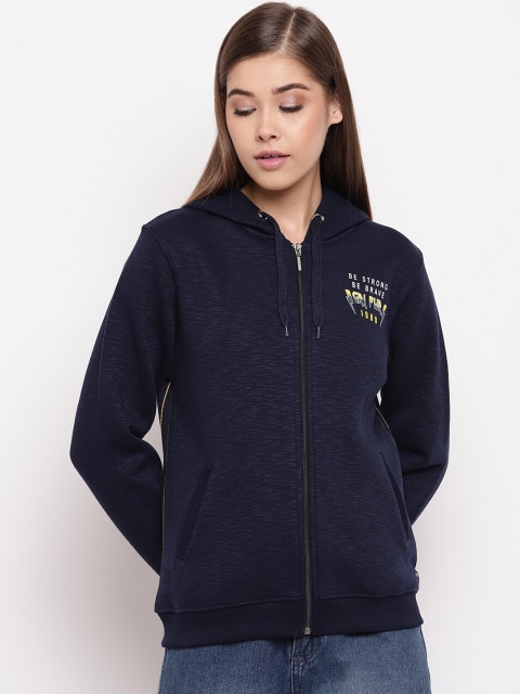 

Miss Grace Women Navy Blue Solid Hooded Sweatshirt