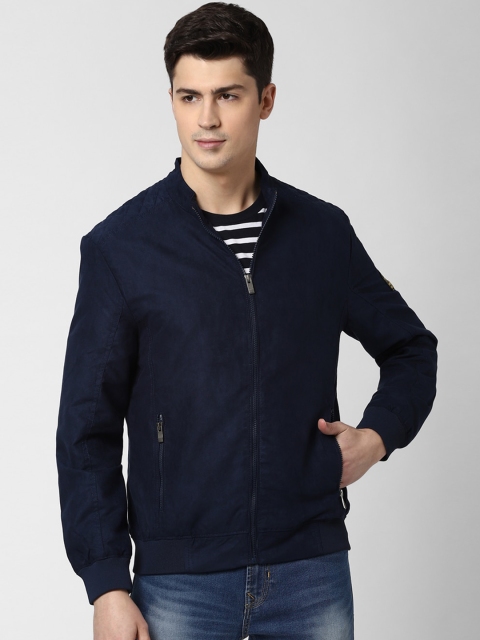 

Peter England Casuals Men Navy Blue Solid Bomber