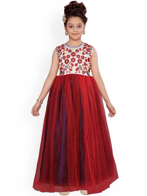 

Aarika Girls Red Solid Maxi Dress