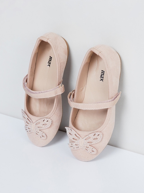 

max Girls Beige Solid PU Ballerinas