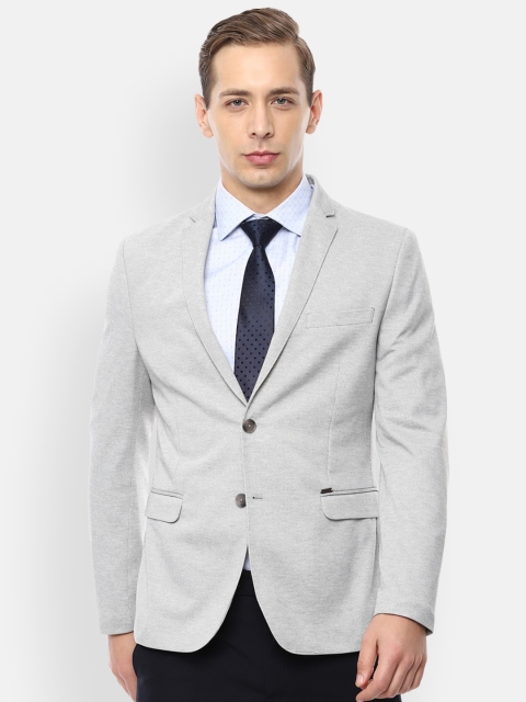 

Van Heusen Sport Men Grey Self-Sesign Slim-Fit Single-Breasted Formal Blazer