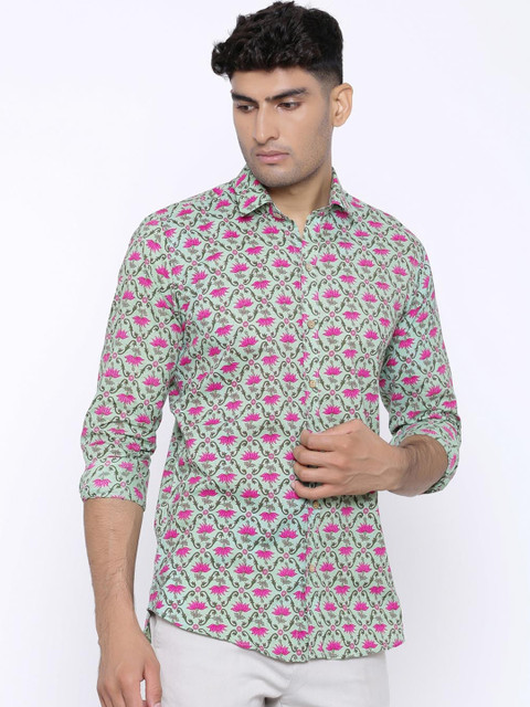 

Tistabene Men Pink Regular Fit Printed Casual Shirt