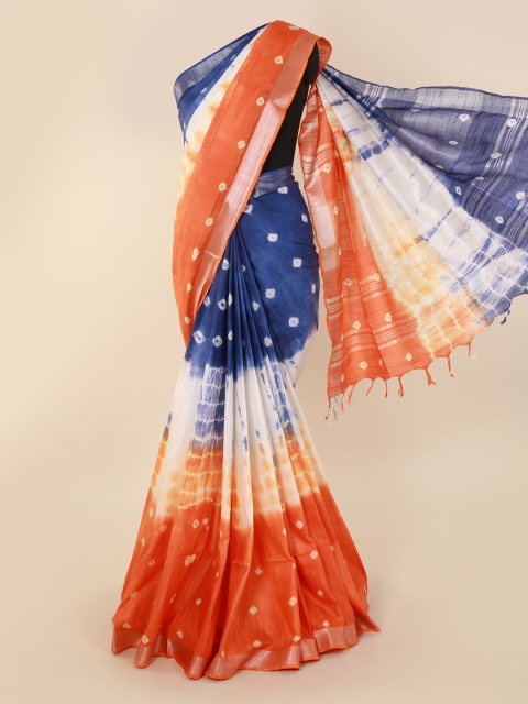 

Pothys Multicoloured Printed Linen Blend Saree with Zari Border, Multi