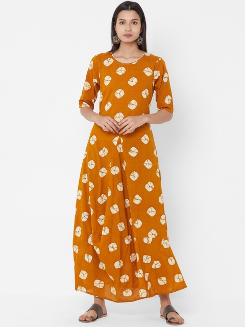

Vedic Women Mustard Printed Maxi Dress