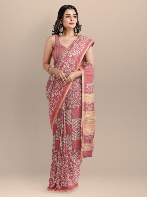 

BharatSthali Red & Grey Silk Cotton Printed Venkatgiri Saree