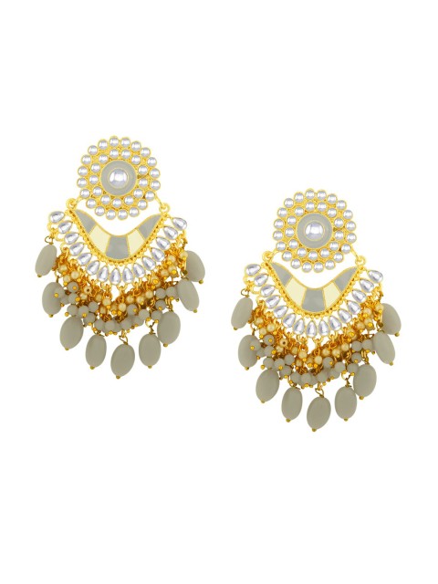 

Alamod Gold-Toned & Grey Circular Drop Earrings
