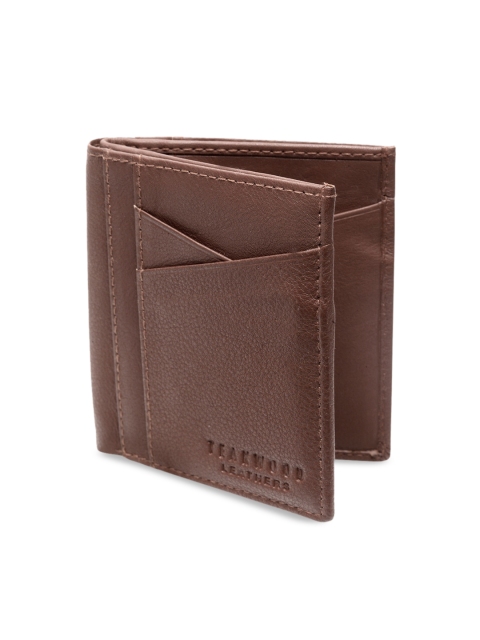 

Teakwood Leathers Men Tan Brown Textured Leather Two Fold Wallet