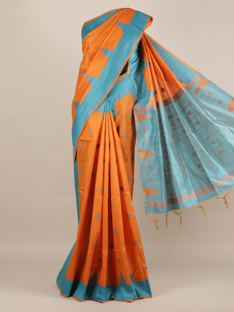 

Pothys Orange Printed Jute Silk Saree
