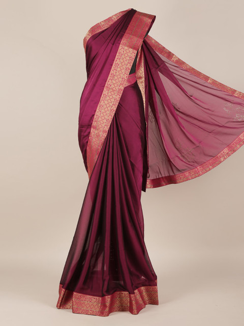 

Pothys Purple Solid Poly Chiffon Saree