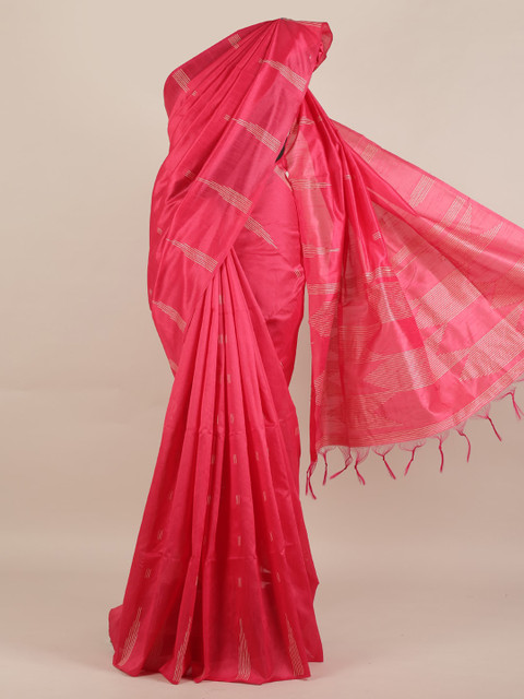 

Pothys Pink Woven Design Jute Silk Saree