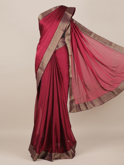 

Pothys Red Solid Poly Chiffon Saree