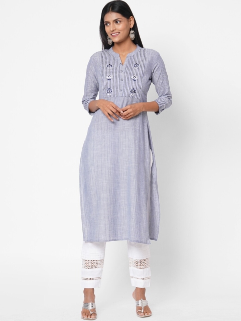 

FASHOR Women Blue Yoke Design A-Line Kurta