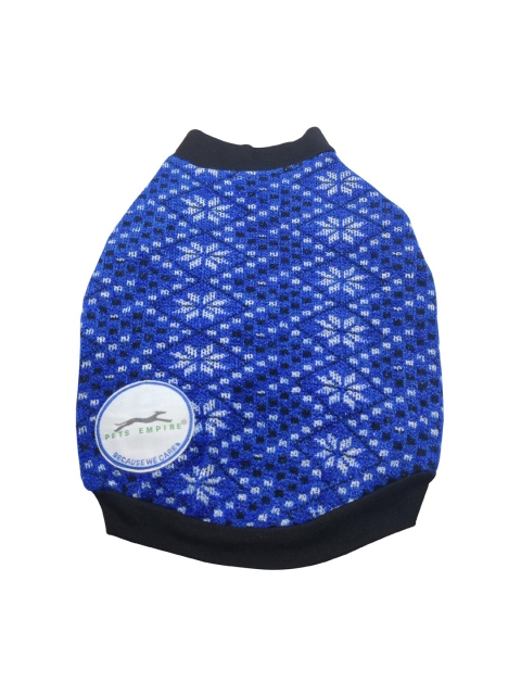 

PETS EMPIRE Blue Self Design Medium Dog Woolen Sweater