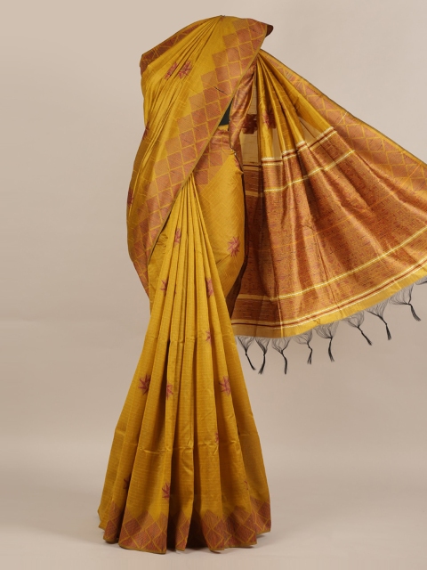 

Pothys Mustard Woven Design Jute Silk Saree
