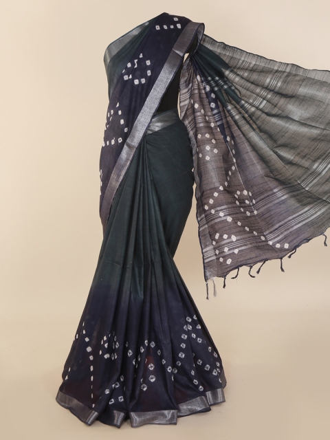 

Pothys Navy Blue Dyed Linen Blend Saree