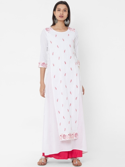 

Vedic Women White Printed A-Line Kurta
