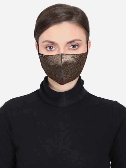

Anekaant Women Brown & Gold-Coloured Printed 3-Ply Reusable Outdoor Face Mask