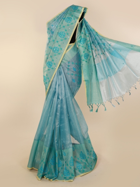 

Pothys Blue Woven Design Tissue Saree