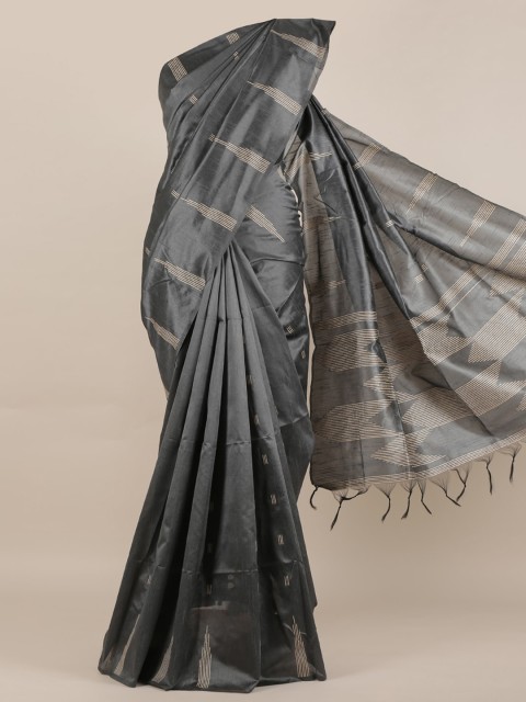 

Pothys Grey Woven Design Jute Silk Saree with Jhalar Pallu