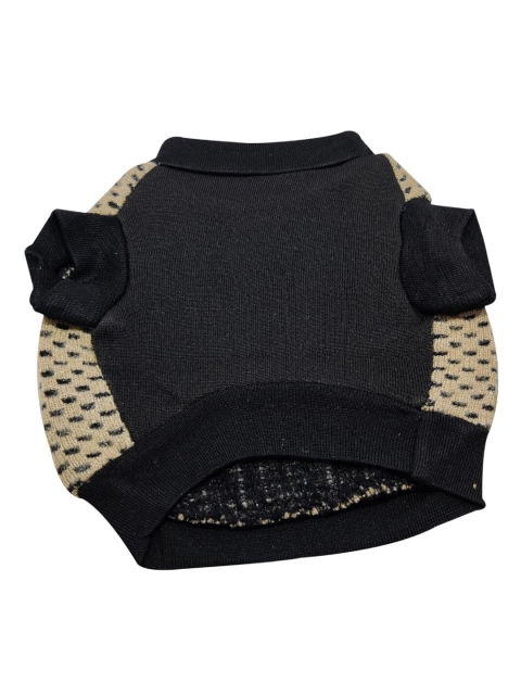

PETS EMPIRE Cream-Coloured & Black Woolen 18 Inch Clothing Mix Designer Dog Sweater