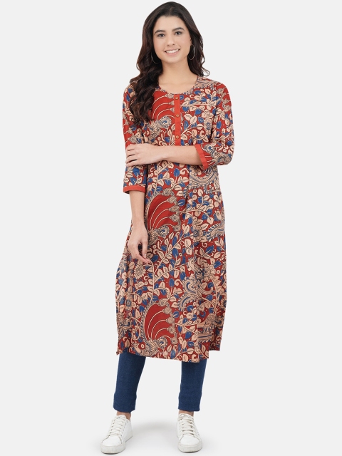 

JAAIVE Women Multicolor Round Neck 3/4th Sleeves Stylish Printed Kurti, Multi