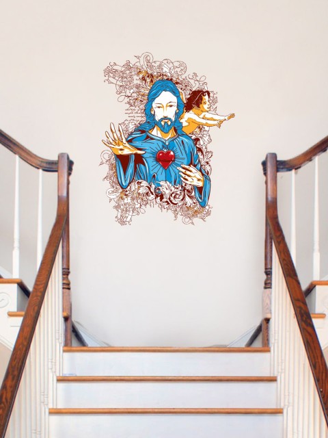 

rawpockets Multicolored Lord Jesus Christ Wall Sticker, Multi