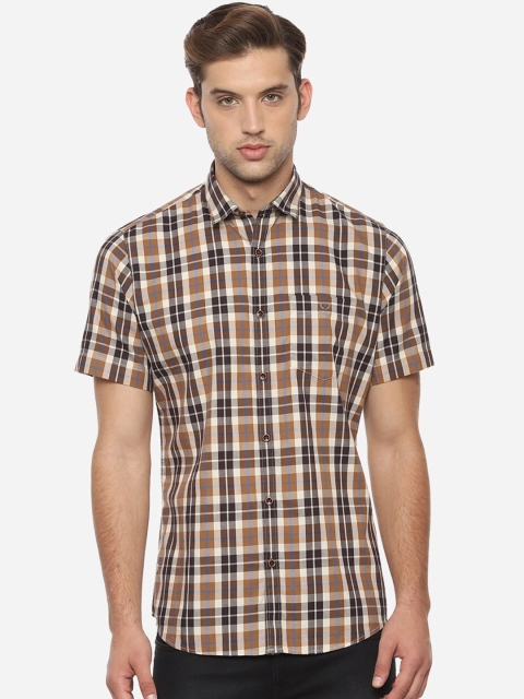 Van Heusen Sport Men Brown Slim Fit Checked Casual Shirt