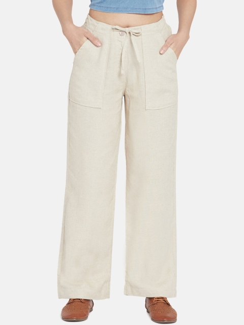 

Go Colors Women Beige Straight Fit Solid Regular Trousers