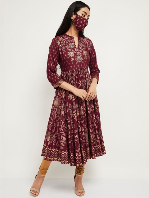 

max Women Purple Printed Anarkali Kurta