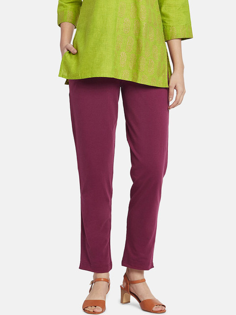 

Go Colors Women Burgundy Regular Fit Solid Regular Trousers